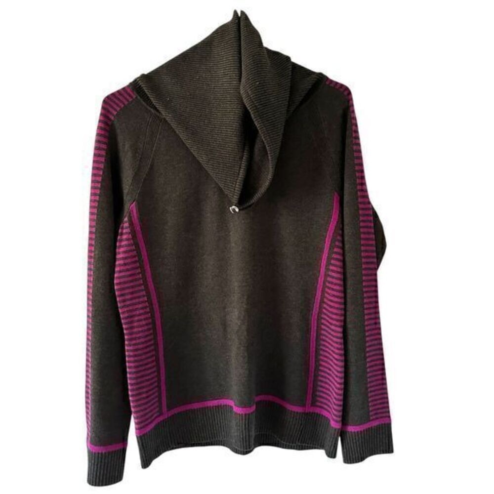 SKYR Womens Merino Wool Blend Mid Weight Grey Pink Funnel Neck Sweater Size‎ L